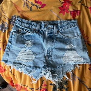 Levi's Blue Distressed Jean Shorts